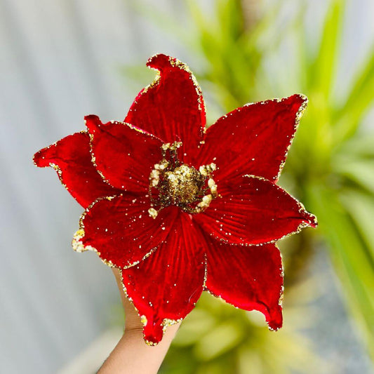 Flor Bico de Papagaio Com Glitter Vermelho - 34cm