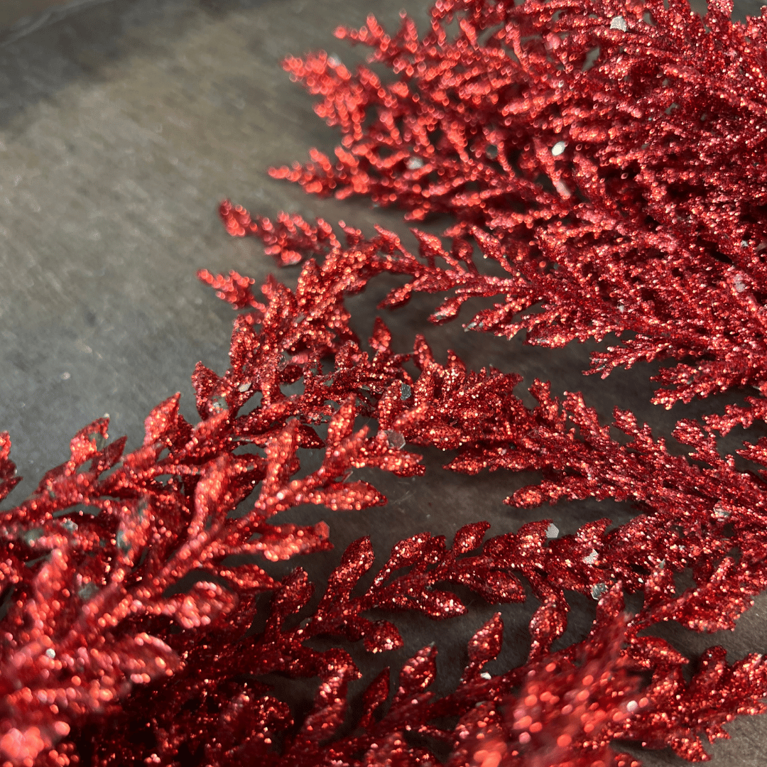 Galho Astilbe Glitter Vermelho 27cm