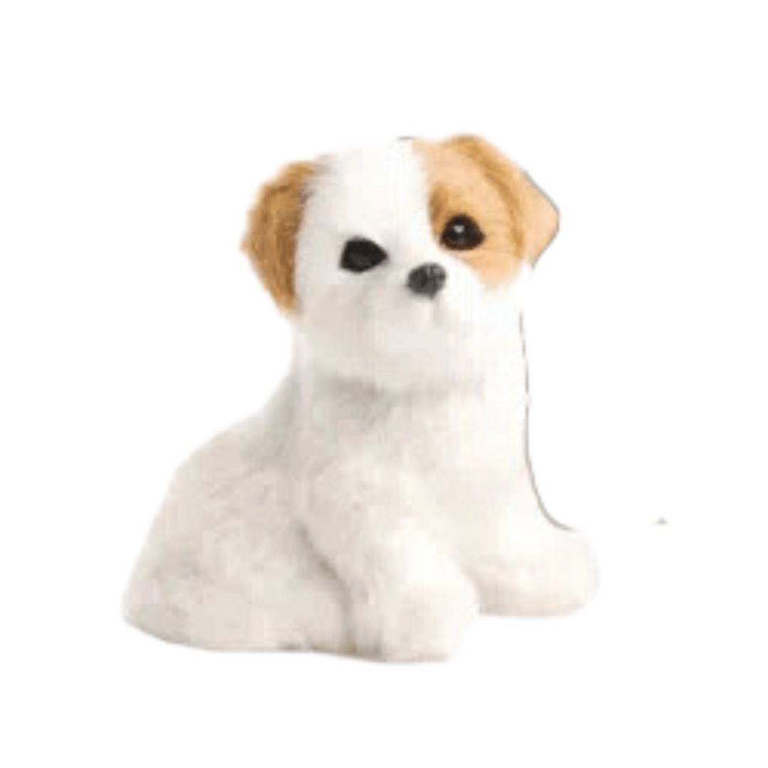 Cachorro Decorativo Branco Com Bege