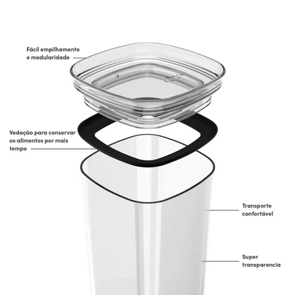 Pote Hermético Organizador Block Transparente 1l
