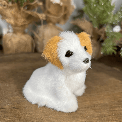 Cachorro Decorativo Branco Com Bege