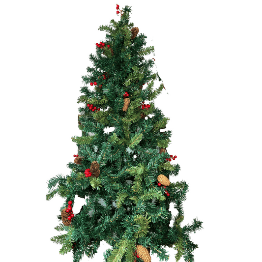 Arvore de Natal Verde Com Berry e Pinhas 400 Galhos 150cm