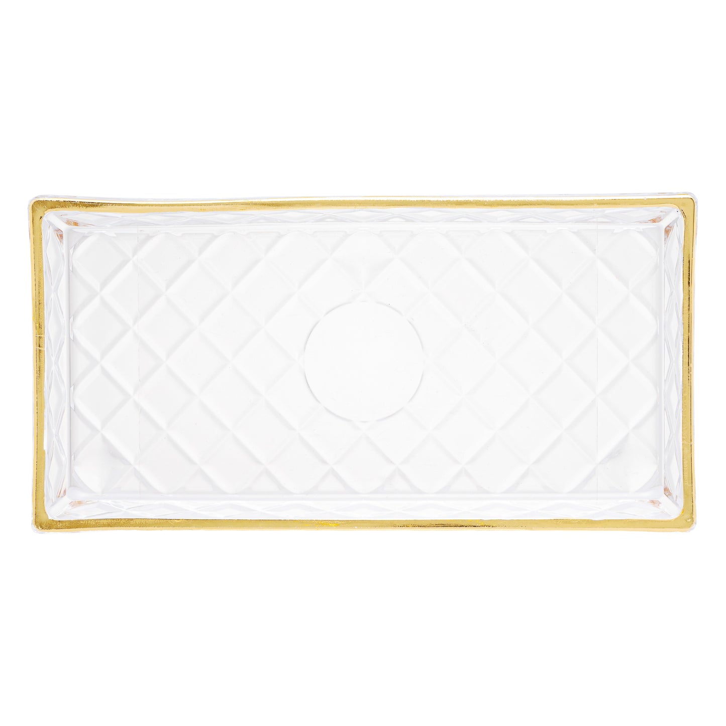 Travessa Cristal de Chumbo Com Fio de Ouro Deli Diamond 28,5x14,5x2cm