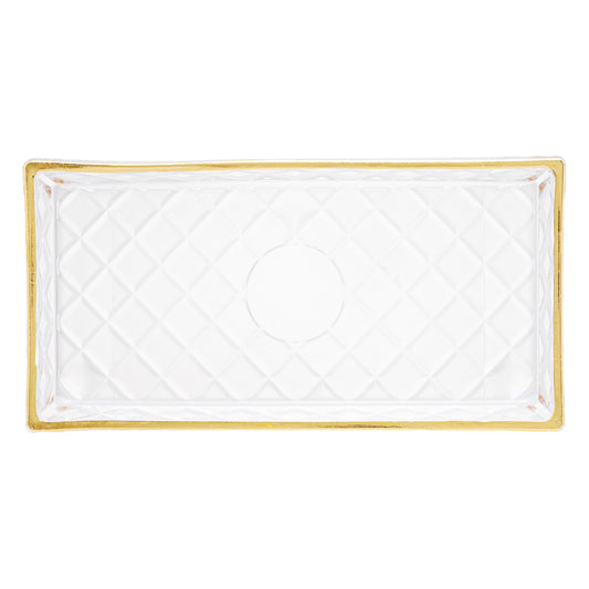 Travessa Cristal de Chumbo Com Fio de Ouro Deli Diamond 28,5x14,5x2cm