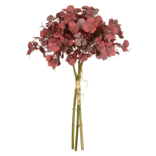 Buque Hortensia Ramalhete Com Fita Vermelho Outono 37cm