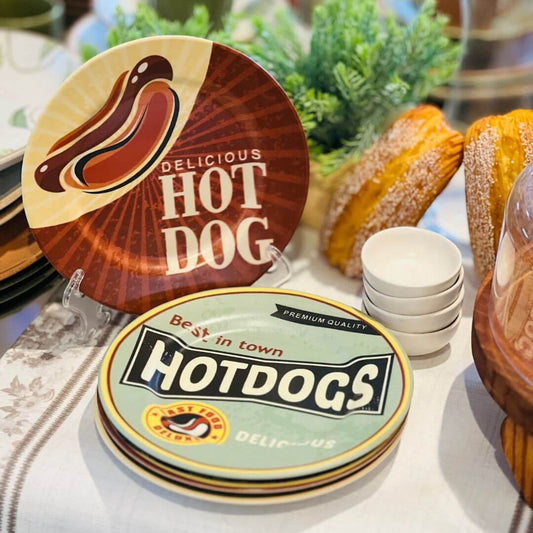 Kit 8 Peças Hot Dog Com Mini Molheira em Cerâmica