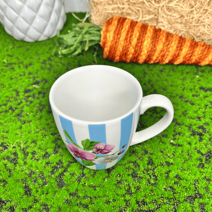 Caneca Trendy Listrada Com Flores de Cerâmica 370ml