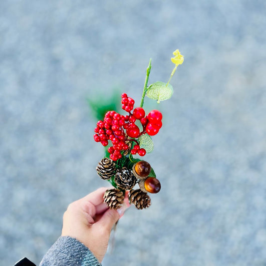 Galho Berrie - Pinha e Sementes 34cm