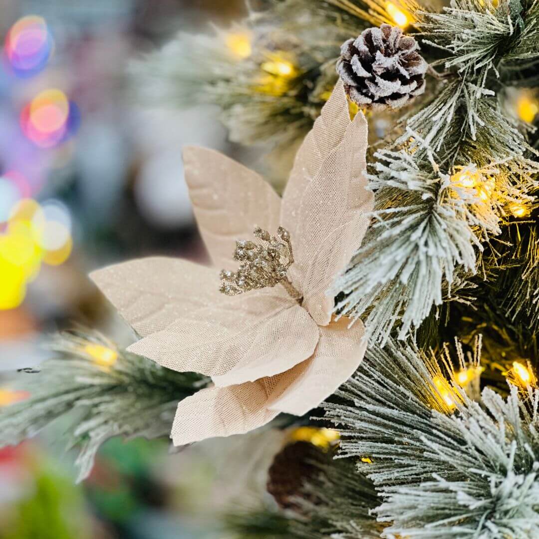 Poinsetia Decorativa Bege - 30cm