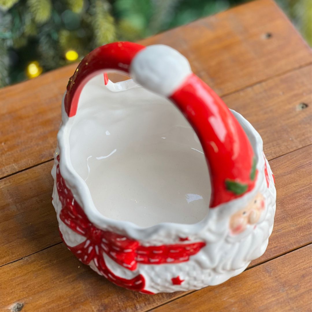 Cesto Decorativo Natalino - Papai Noel 17cm