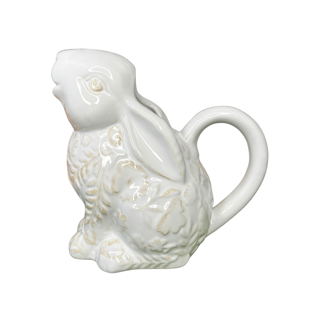 Vaso Coelho Decorativo Branco De Ceramica 14,7x9,3x14,2cm