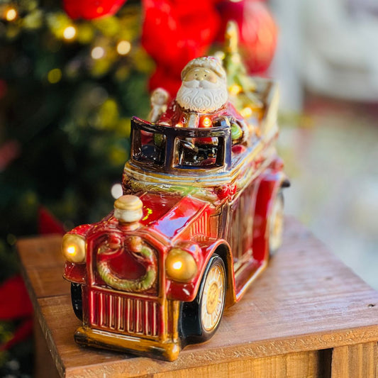 Carro Natalino Papai Noel Com Led- 39cm