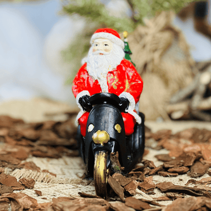 Papai Noel na Moto com Presentes - Decorativo de Resina