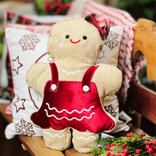 Almofada de Natal - Ginger Bella Com Bordado e Aplicação 37cmx52cm